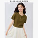 佐丹奴短袖T恤女彈力坑條亨利衫心形紐扣復古亨利領(lǐng)上衣05325467 05橄欖綠 L
