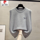 皮爾卡丹（pierre cardin）圓領(lǐng)針織馬甲背心女2024秋裝新款寬松外穿馬甲疊穿短款毛衣坎肩潮 灰色 S