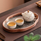 瓷牌茗茶具 汝窯茶壺茶杯茶具小套裝開(kāi)片可養陶瓷泡茶水壺家用功夫茶具 桃枝秾粉西施壺1壺2杯+小號托盤(pán)