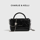 CHARLIE&KELLI腋下包女包手提包2025年秋冬款爆裂紋鏈條包情人節禮物單肩斜挎包黑色【聯(lián)系客服順豐包郵】