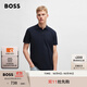 BOSS博斯男士徽標印花棉質(zhì)珠地布短袖Polo衫 404-深藍色 2XL