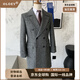 OLOEY國際一線(xiàn)奢侈高檔品牌秋冬馬球大衣男英倫雙排扣中長(cháng)款風(fēng)衣羊毛呢 灰色人字紋 L