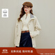 茵曼復古立領(lǐng)工裝夾克外套2025秋女裝新款純棉顯瘦上衣 淺杏色 S