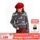 ELLE KIDS童裝 法式經(jīng)典羊毛馬海毛混紡女童毛衣開(kāi)衫秋冬針織外套 灰色 165 (M)