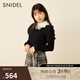 SNIDEL秋冬甜美純色可拆蕾絲領(lǐng)泡泡袖針織衫SWNT235089 黑色 均碼 （F）