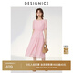 迪賽尼斯（DESIGNICE）商場同款2024年夏季新款甜美通勤風雪紡裙短袖圓領(lǐng)連衣裙 馬卡龍粉 M