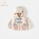 班喜迪女童外套秋冬裝2026新款兒童公主洋氣搖粒絨連帽上衣寶寶秋季童裝 米色 90