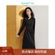 茵曼（INMAN）【曠野美拉德】新中式拼接連衣裙2025春秋女裝新品長袖打底裙子 午夜黑 S
