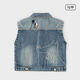 NAOISKEY?腦斯基男童牛仔馬甲2025春秋休閑洋氣寶寶薄款坎肩外穿背心可愛(ài) 藍色 身高+10選尺碼 90 碼