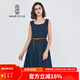 名師路韓版氣質(zhì)無(wú)袖連衣裙女夏裝新款時(shí)尚修身收腰顯瘦中長(cháng)款a字裙 藏青58 M