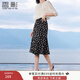 香影黑色雪紡碎花半身裙女2025夏裝新款絕美垂墜感遮胯高腰a字裙 黑花 M 160/84A/95-110斤