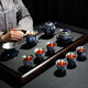 井瓷鎏銀999純銀功夫茶具整套裝高端茶杯送長(cháng)輩領(lǐng)導客戶(hù)老師喬遷禮物 藍藤青花套裝 11頭