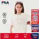 FILA【涼感】斐樂兒童童裝上衣2025年秋季新款女大童純棉短袖T恤 云菇白-WT 165