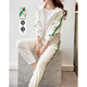 德瑪納【織帶休閑套裝】春秋季連帽長(cháng)袖上衣中腰長(cháng)褲兩件套女 本白 L 