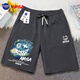 NASA GOOD短褲男夏季美式惡魔梵高印花青年學(xué)生寬松直筒五分中褲潮 灰XL