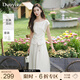 朵以（Duoyi）2025夏季新款簡(jiǎn)約氣質(zhì)褶皺收腰開(kāi)衫上衣串珠腰繩半身裙套裝 燕麥色 M