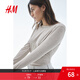 H&M女裝T恤莫代爾混紡顯瘦打底衫長(cháng)袖內搭上衣0999727 混米色 M 165/96