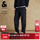杰克·瓊斯（JACK&JONES）25年男裝秋季休閑褲男潮酷直筒工裝褲棉彈寬松長(cháng)褲子多口袋男褲 E43純黑色 常規 34 180