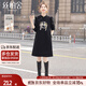 絲柏舍新中式連衣裙2025秋裝新款女裝刺繡盤(pán)扣木耳邊中長(cháng)裙