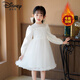迪士尼女童加絨公主裙2026冬款女孩連衣裙鋼琴主持幼兒園表演白色紗裙 白色珠片冬款加絨 送珍珠頭飾 130