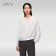 OVV【重磅真絲】2024春夏新款女裝22MM雙喬V領(lǐng)長(cháng)袖襯衫 香芋紫 S