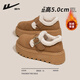 回力厚底勃肯鞋子女款2025新款秋冬加絨女鞋外穿軟底毛毛棉鞋全包 棕色 37