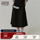 Teenie Weenie小熊秋季休閑時(shí)尚黑色中長(cháng)裙戶(hù)外大擺半身長(cháng)裙子女裝 黑色 L (170)