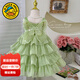 G.duck小黃鴨女童連衣裙夏季公主蛋糕裙兒童蝴蝶仙子網(wǎng)紗蓬蓬裙生日禮服 綠色 90 尺碼1~2歲【 80-90cm】
