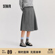 森馬（Semir）森馬半身裙女仿毛呢裙子24冬新款A(yù)字百褶裙遮胯顯瘦109724120001