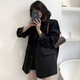 妙奕嘉休閑西裝外套女秋冬西服高級感職業(yè)正裝通勤小西裝學(xué)生小個(gè)子黑色 兩粒扣西裝外套【黑色】 L 【建議102-112斤】