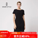 名師路品牌女裝夏季新品鏤空立體蕾絲波浪領(lǐng)型修身連衣裙 TS626058黑色88 XL
