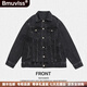 Bmuvlss高檔品牌男裝黑色牛仔夾克男2025春秋款青年牛仔外套男時(shí)尚百搭 黑色 L