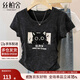 絲柏舍印花T恤2025夏裝新款女裝時(shí)尚修身顯瘦圓領(lǐng)短袖套頭上衣