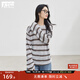 對白松弛感慵懶條紋針織衫女2025秋新款套頭罩衫簡(jiǎn)約圓領(lǐng)長(cháng)袖上衣 藍咖條紋 L