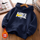 NIKE耐克男童連帽衛衣加絨 2025秋冬新款女童裝大童加厚上衣冬季保暖 靛藍色2233【加絨加厚】 【高克重】 150 /M 【建議身高140-152cm】