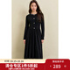 獨束大碼女裝溫柔氣質(zhì)網(wǎng)紗拼接連衣裙2024冬新款百搭顯瘦針織長(cháng)裙 赫本黑 2XL (尺碼：4) (尺碼：4)