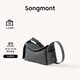 Songmont掛耳系列屋檐包mini設計師款頭層牛皮通勤斜挎hobo包 瓦礫灰 現貨