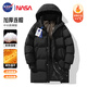 NASA GISS連帽棉衣男冬季港風(fēng)潮牌中長(cháng)款保暖防風(fēng)棉衣棉襖外套男 黑色 XL