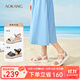 奧康 女鞋2025夏季新款魔術(shù)貼舒適涼鞋松糕厚底外穿休閑涼拖鞋 米白 35 225mm