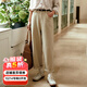 Olrain歐芮兒淺卡其色休閑褲女長(cháng)褲早秋新款高腰顯瘦通勤褲子 淺卡其色 XL