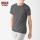 无印良品（MUJI）男式 使用了棉的冬季内衣 圆领短袖T恤 69AA450 秋衣保暖衣打底衫 炭灰色 M