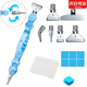 鉆石畫(huà)新款螺紋點(diǎn)鉆筆彩色DIY方鉆圓鉆金屬合金筆頭貼鉆工具套裝 (淺藍)螺紋筆桿+1鉆+6鉆+2片膠泥