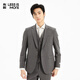 利郎青年商務(wù)男裝【商場(chǎng)同款】西服套裝男雙色條紋正裝三件套Q5CXF01 深咖灰 175A
