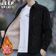 JEEP SPIRIT吉普長(cháng)袖襯衫男秋冬季加絨加厚襯衣燈芯絨男裝外套 黑色加絨 XL