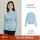茵曼（INMAN）2025秋冬女裝新款高領(lǐng)羊毛衫百搭顯瘦打底針織衫 天藍色 M
