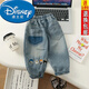 迪士尼（Disney）兒童牛仔褲春秋男童褲子新款小童刺繡休閑韓版長(zhǎng)褲寶寶外穿褲寬松 077款(春秋單褲) 110