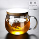 禾艾蘇（heisou）耐熱玻璃茶杯茶水分離杯辦公杯居家喝茶杯水杯帶蓋茶道杯杯子 花草三件杯【竹木蓋】 350ml