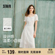 森馬（Semir）連衣裙女設(shè)計(jì)感重工繡花夏2025花邊翻領(lǐng)泡泡袖小白裙107425114041