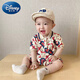 迪士尼（Disney）嬰兒夏裝連體衣服男寶寶男童裝薄款夏季短袖翻領(lǐng)Polo領(lǐng)哈衣外出服 彩色D字連體衣 80cm