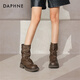 達芙妮爆款短靴褲管靴女2025秋冬季新款加絨厚底甜酷美拉德短筒靴女鞋靴 棕色（加絨冬款） 37